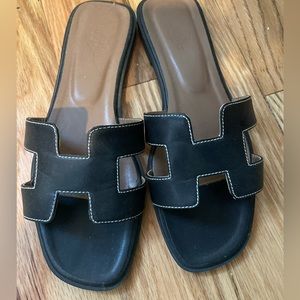 Black slide sandals